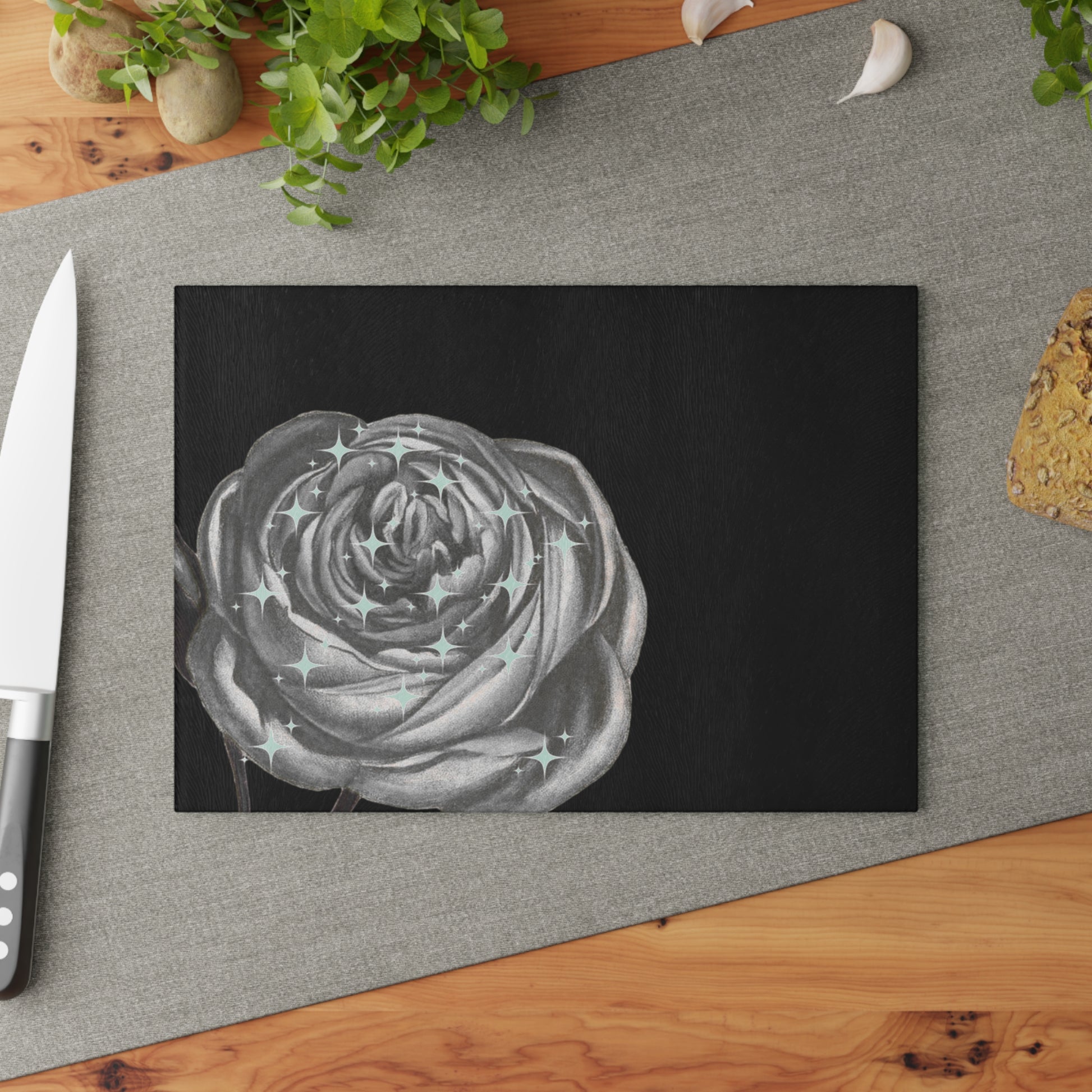 Elegant Rose Glass Cutting Board