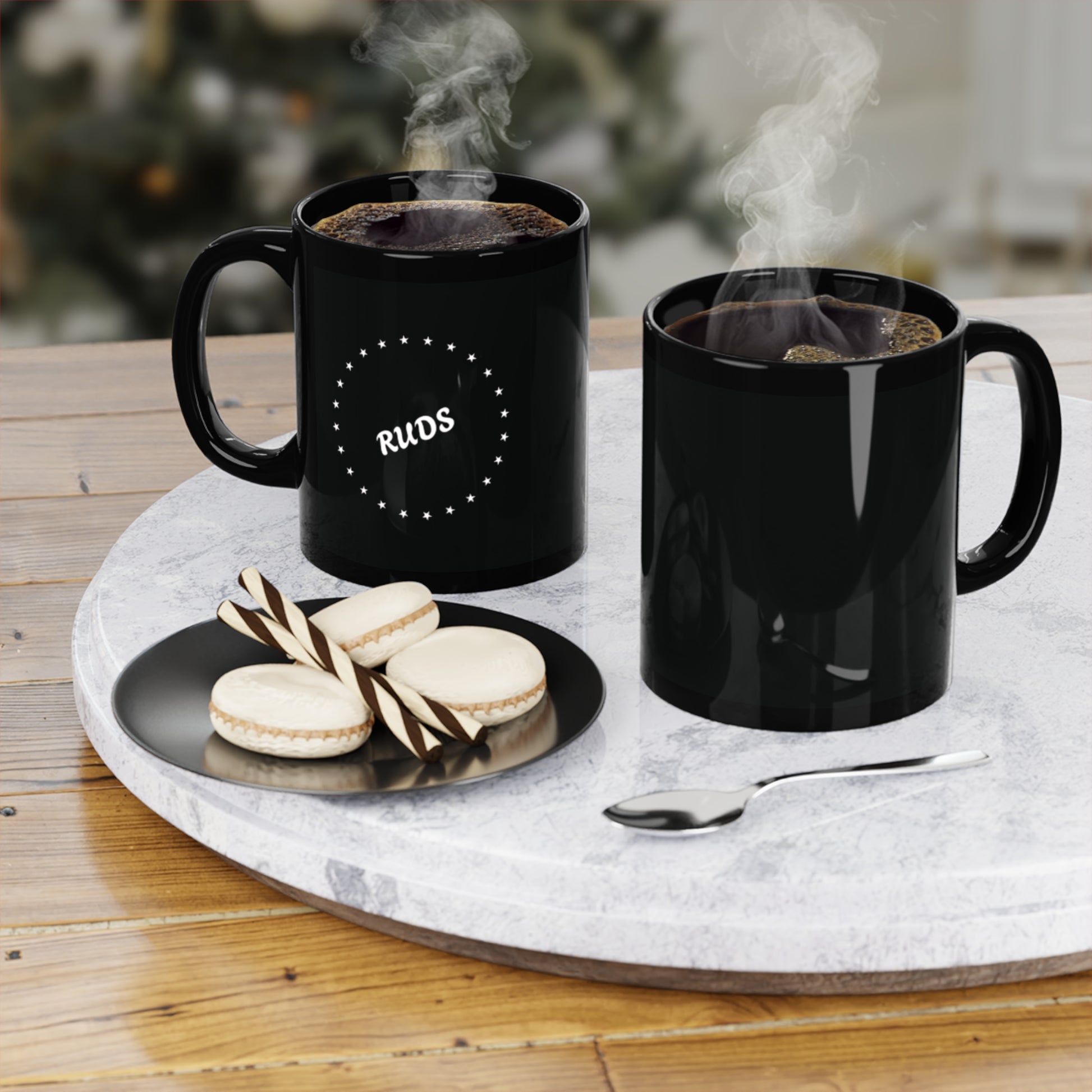 Stylish Black Coffee Mug with Custom Text