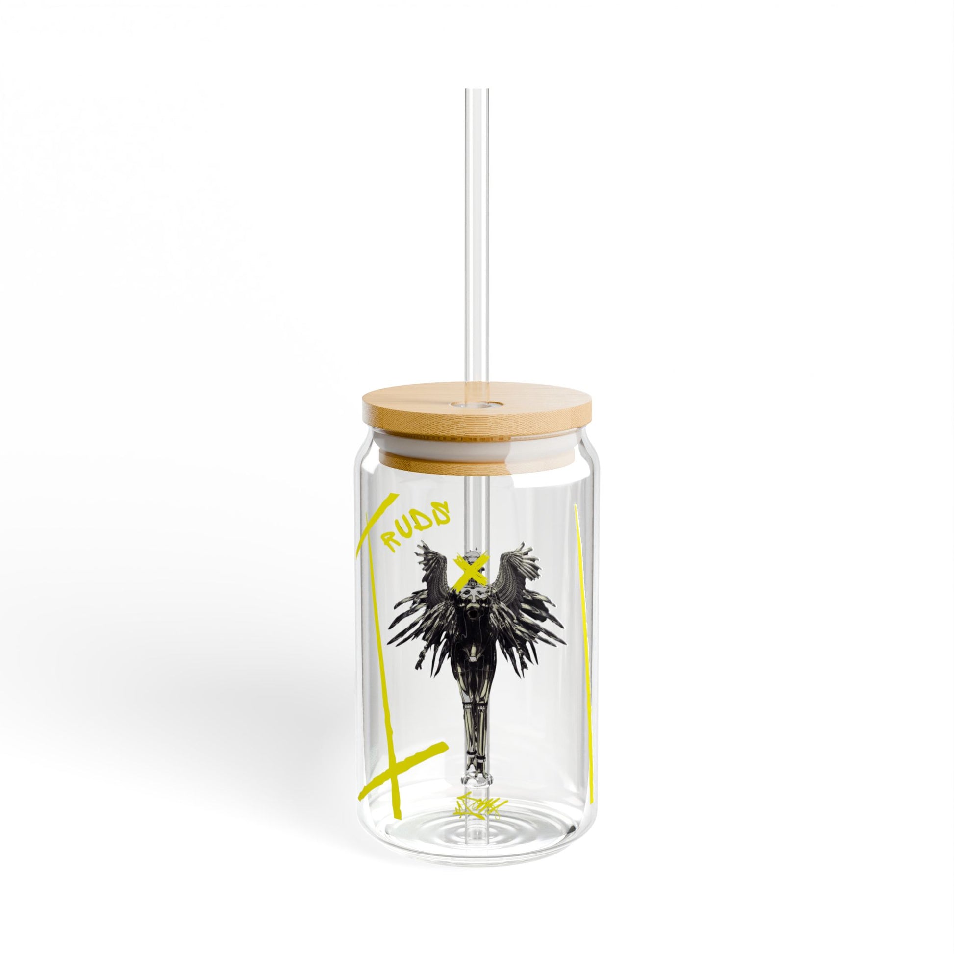Artistic Sipper Glass with Urban Vibe