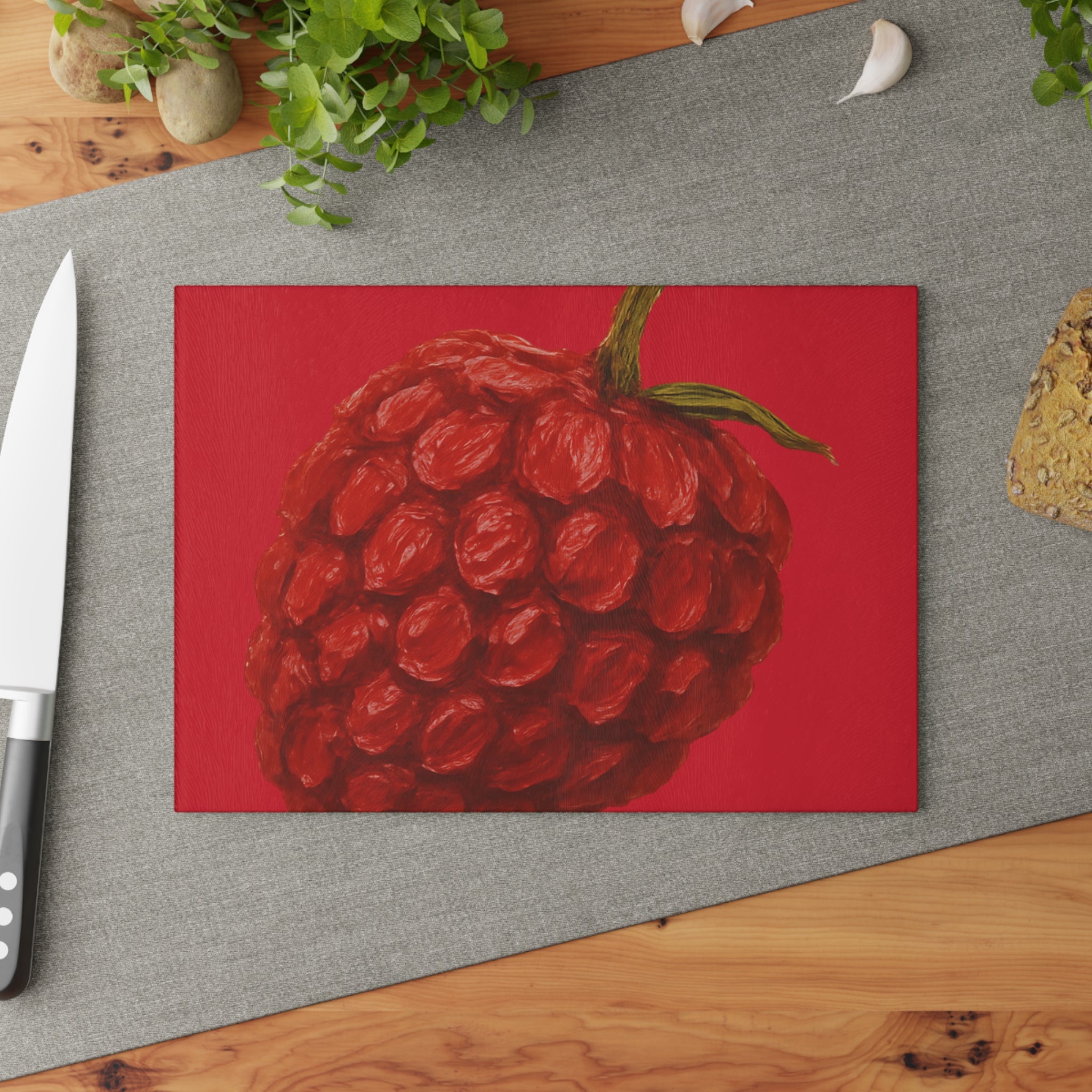 Raspberry Glass Cutting Board