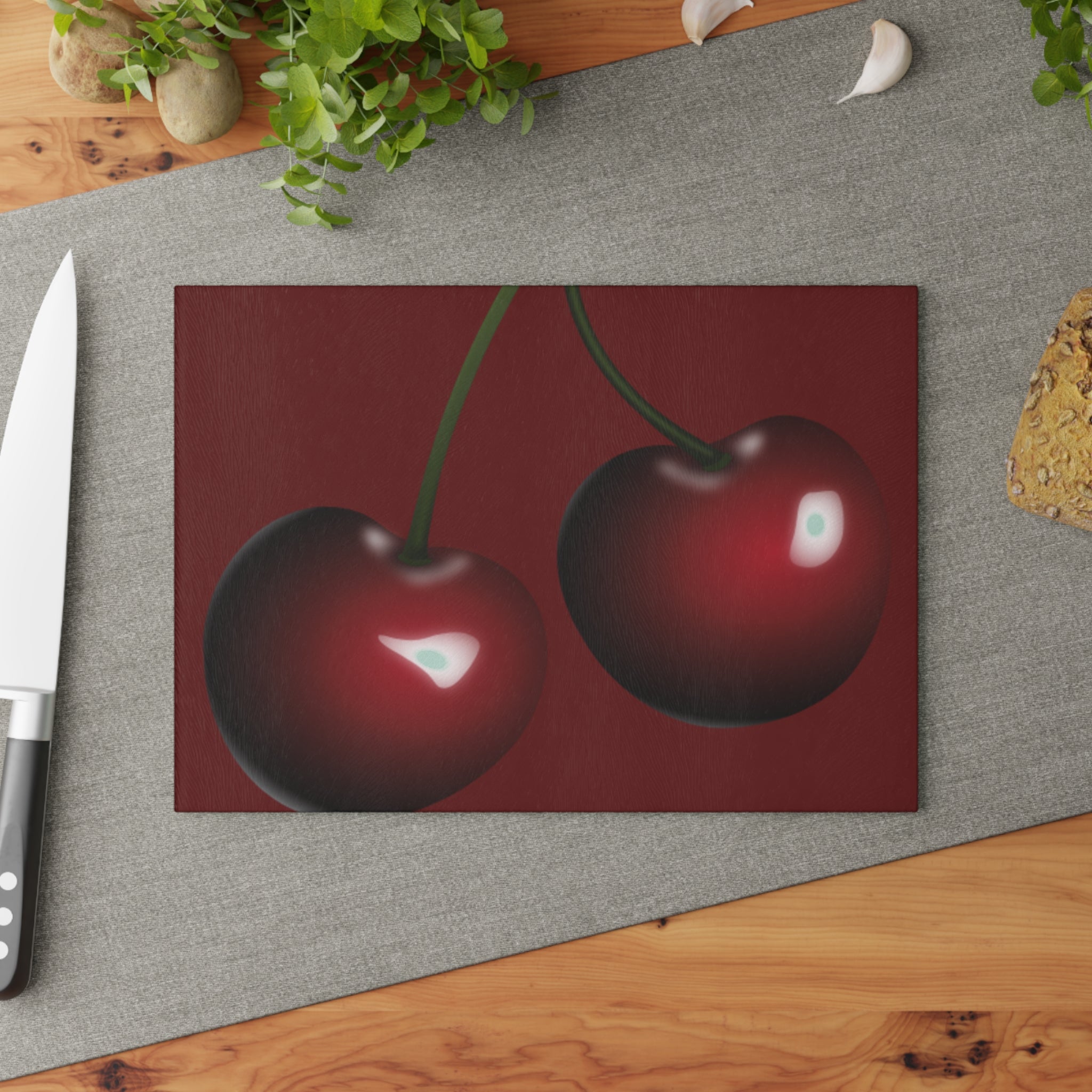 Cherry blossom glass cutting board