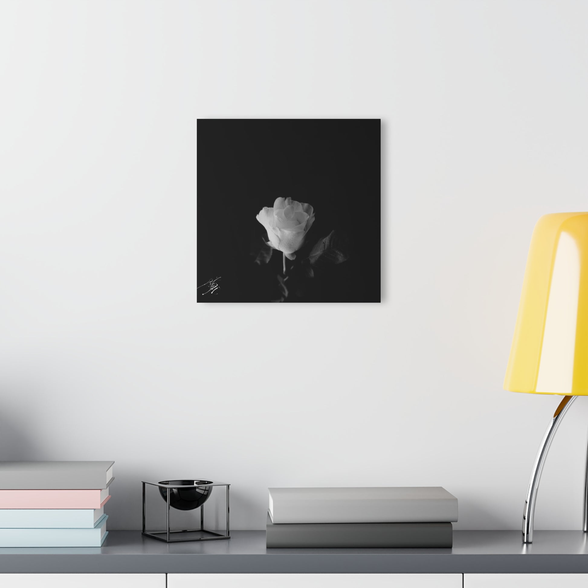 Black & White Rose Acrylic Print — Minimal Floral Wall Art (French Cleat Hanging)