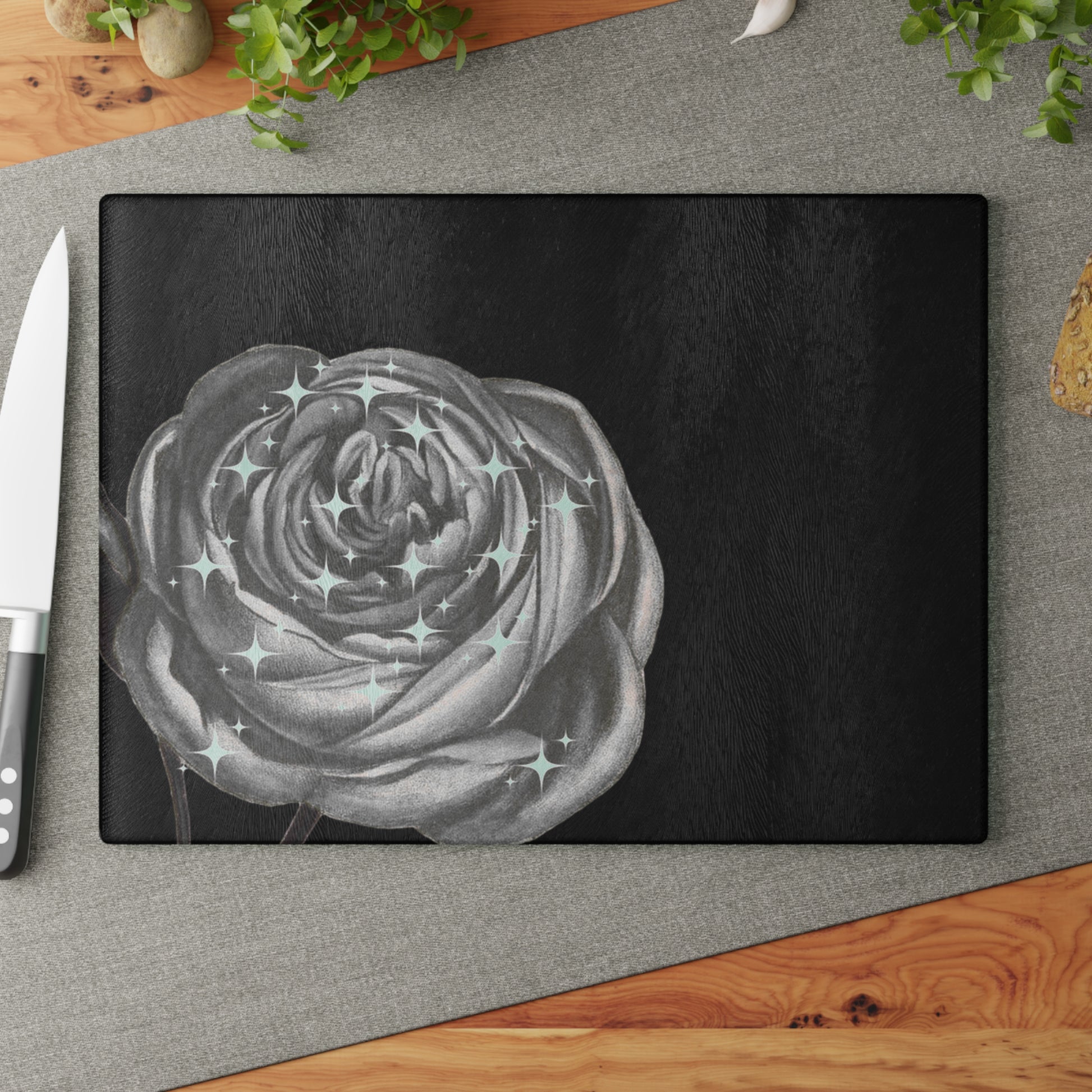 Elegant Rose Glass Cutting Board