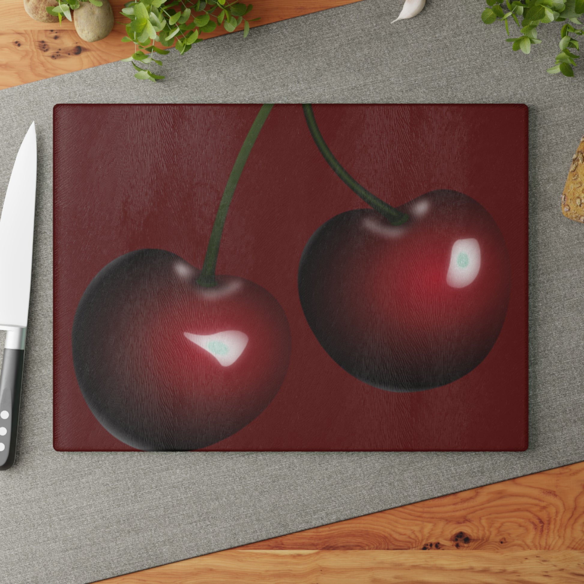 Cherry blossom glass cutting board